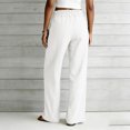 thumbnail image 4 of RFQWOVSR Women's High Waist Drawstring Wide Leg Linen Pants with Pockets Loose Fit Casual Summer Trousers L, 4 of 5