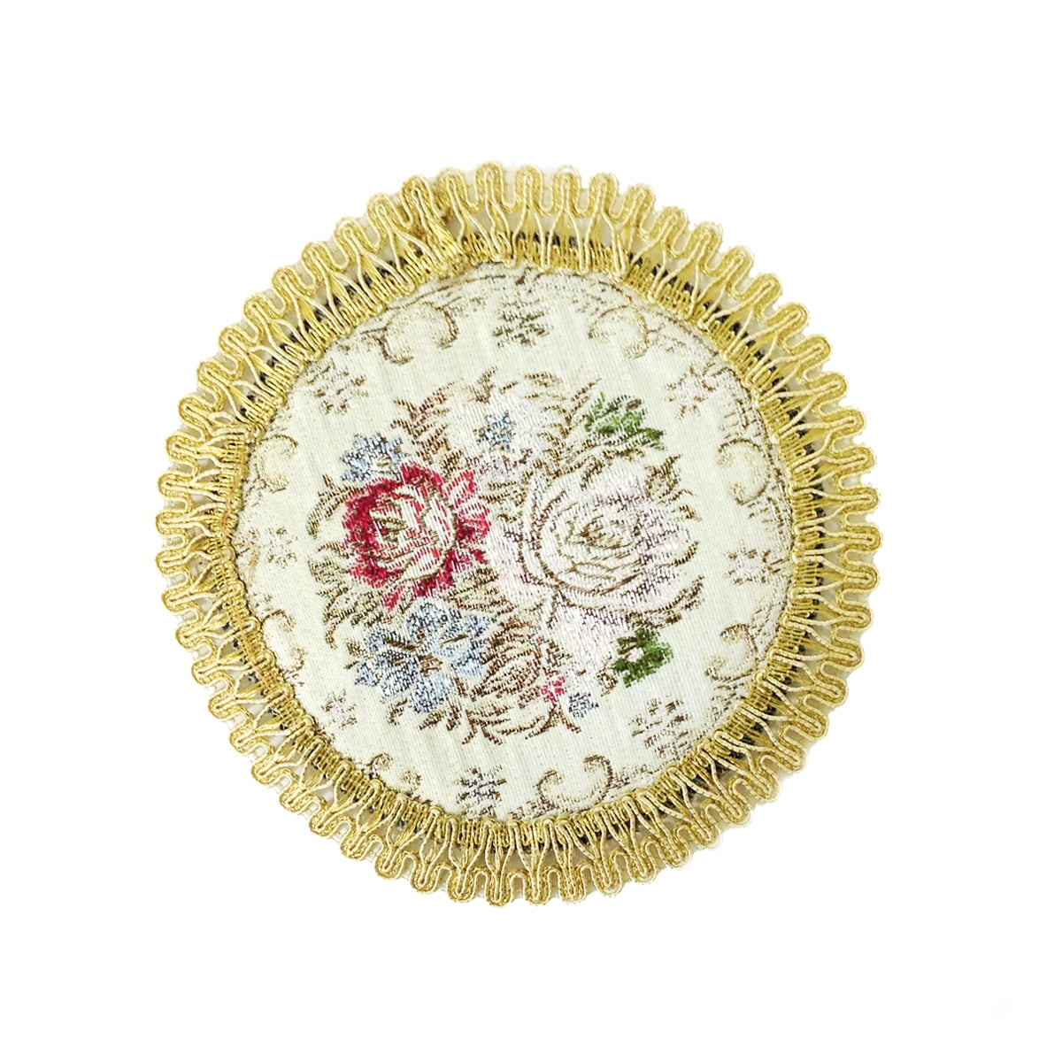 Wrapables® Round Vintage Floral Placemat with Gold Embroidery (Set of 2