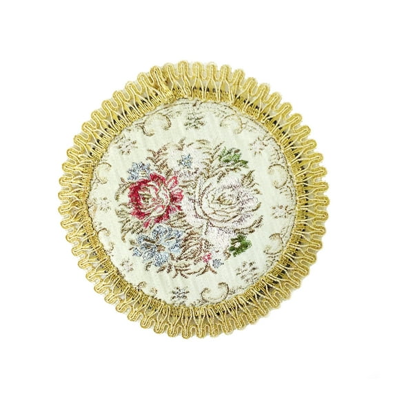 Wrapables® Round Vintage Floral Placemat with Gold Embroidery (Set of 2), Romantic Pink (7 Inch)