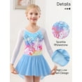 thumbnail image 2 of FEOYA Girls Gymnastic Leotard Long Sleeve Kid Dance Sparkly Unitards Activewear Ballet Outfit Dancewear with Skirt Hairband 9-10 Years Blue, 2 of 6