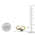 thumbnail image 2 of Dazzlingrock Collection 10K Round Blue Sapphire And White Diamond Swirl Engagement 3 Stone Bridal Ring, Yellow Gold, Size 5, 2 of 3
