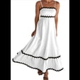 thumbnail image 1 of Vestido Fluido de Verano 2025 para Mujer, Informal, Sin Mangas, con Tirantes Finos y Volantes, para Playa, y Negro, Talla M, 1 of 6