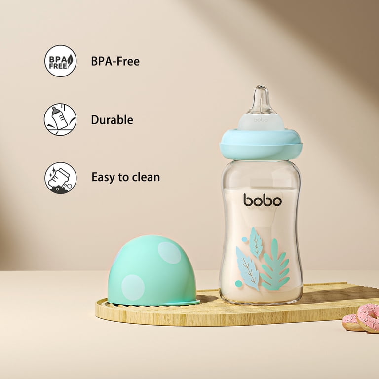 YOHKOH Anti-Colic Glass Baby Bottles, 5.4oz, Slow Flow, 4-Pack photo 2