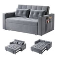 thumbnail image 3 of Eosunjian Convertible Sofa Bed,Sofa Bed Couch,Grey Sofa Sleeper Velvet Loveseat Sleeper with Put out Bed and Adjustable Backrest,3-in-1 with Cup Holders, Side Pockets, USB Ports and 2 Pillows, 3 of 11