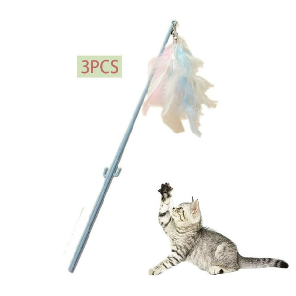 Juguete Interactivo Para Gatos Con Plumas Y Caña De Pescar - 11 Piezas, Incluye Campanillas, Ideal Para Ejercitar Y Divertir A Tu Felino