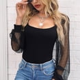 thumbnail image 4 of Camisas de mujer de malla con mangas abullonadas, camisas de manga larga, top elegante, camisa de manga larga con lunares, tallas XS-XXL, 4 of 4