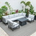 thumbnail image 5 of LeisureMod Hamilton Modern 7-Peice Modular Outdoor Sectional Aluminum Patio Conversation Set with Fire Pit Table & Light Gray Cushions, 5 of 22