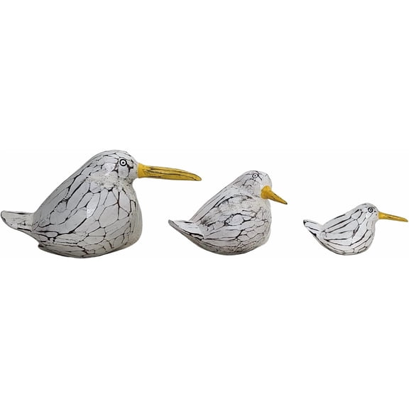 HAND CARVED PAINTED WOOD SET OF 3 CARVING SHOREBIRD SANDPIPER BIRD DECOY VINTAGE STYLE