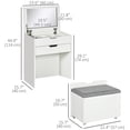 thumbnail image 2 of Ensemble de Coiffeuse Blanc avec Miroir Rabattable et Tabouret - Table de Maquillage / Rangement et Organisation pour Chambre - 23.6 Pouces x 15.7 Pouces x 44.9 Pouces, 2 of 7