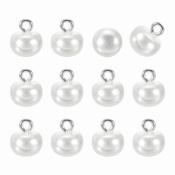12pcs 16L Round Faux Pearl Buttons 10mm 3/8" Half Ball Dome Metal Shank Sewing Buttons Replacement DIY Small Button for Clothing Bridal Wedding Dress DIY Crafts, White