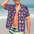 thumbnail image 5 of KLL Men's Hawaiian Shirt Short Sleeve Button Down Beach Shirts-cute Skull rainbow mushroom, 5 of 5