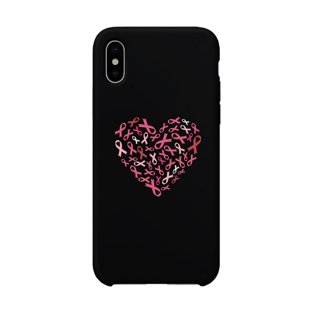 Pink Ribbon Heart Black Phone Case - Walmart.com - Walmart.com