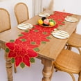 thumbnail image 2 of Groomer Christmas flower table runner,Creative Xmas Floral-Shaped Table Cloth for Tabletop Decorative,for Home Family Festival Holiday Party Table Decor, 2 of 8