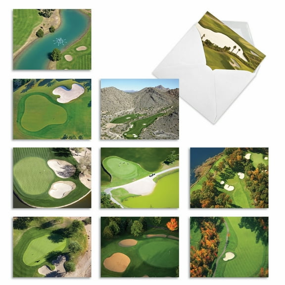 10 Thank You Note Cards Assorted (4 x 5.12 Inch) - GOLF CARDS M6458TYG