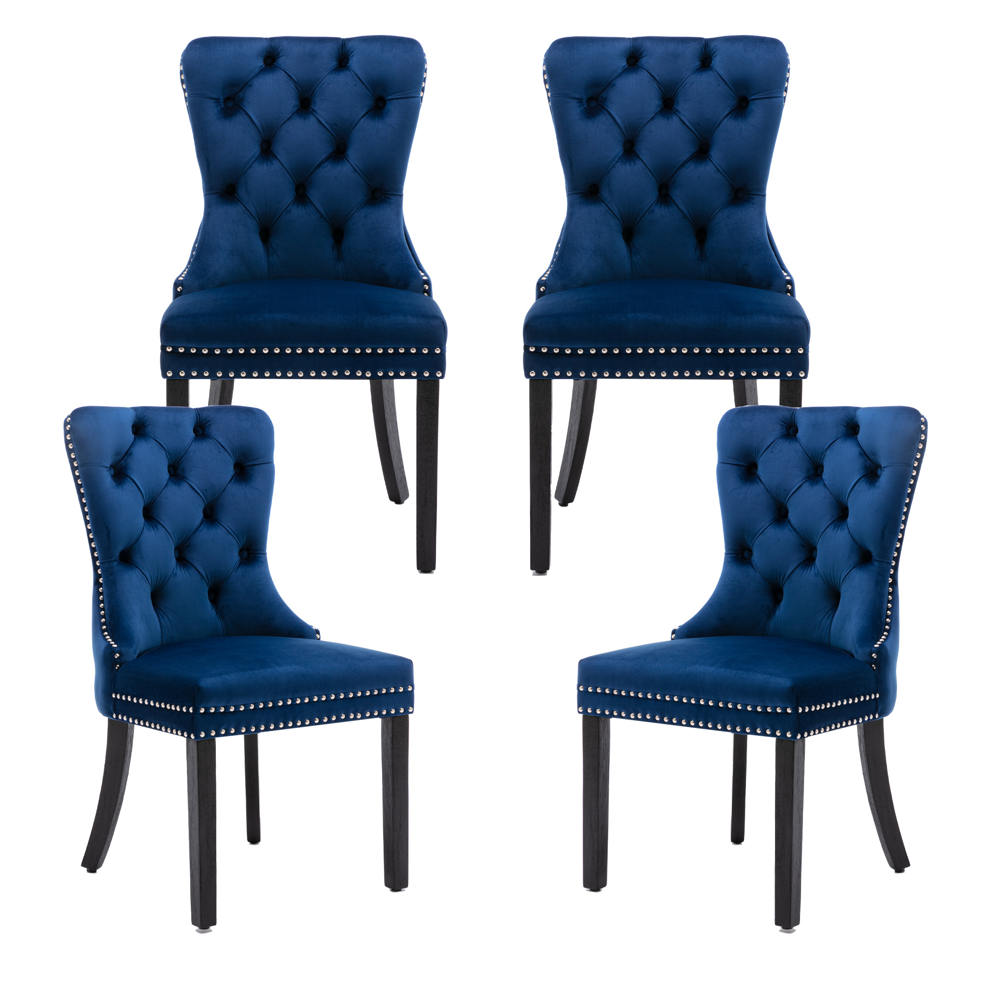 Velvet Dining Chairs Set of 4, Upholstered Highend Tufted Dining Room