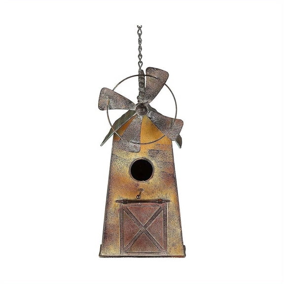 13" Rustic Wooden Birdhouse with Windmill Top - Weather-Resistant Outdoor Hanging Birdhouse for Small Birds, No Electricity Needed, Easy Installation, Birdhouse for Outside
