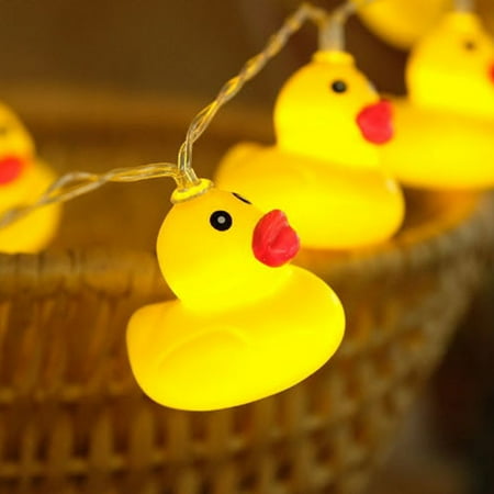 Donald Duck Christmas Lights LED String Lights Plastic Yellow Duck Battery Fairy Light Christmas Party Garden Yard Decor ()