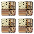 thumbnail image 1 of Primitive Coaster Set of 4, Hunting Animals in Wilderness Elephant Zebra Fish Snake Tribal Mask Patterns, Square Hardboard Gloss Coasters, Standard Size, Black Beige, by Ambesonne, 1 of 2