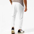 thumbnail image 6 of Men's Cotton Pants Loose Fit Casual Lightweight Elastic Waist Summer Beach Pants White, 6 of 8
