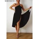 thumbnail image 5 of Vestido playero midi de una pieza para mujer, ropa de calle Y2k, vestido largo sin mangas con vendaje en blanco y negro para mujer 2023, 5 of 5