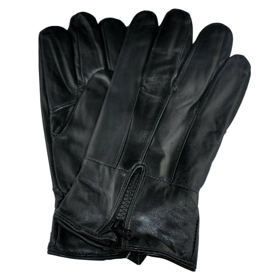 Samtee GM160 Mens Leather Gloves With Zipper (Black, Large) - Walmart.com