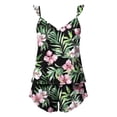 thumbnail image 4 of Smsaxvxz Pajama Set for Women Fashion Floral Printed Ruffle Sleeve Casual Loose Camisole Top and Shorts Sleepwear Sets Green L, 4 of 7