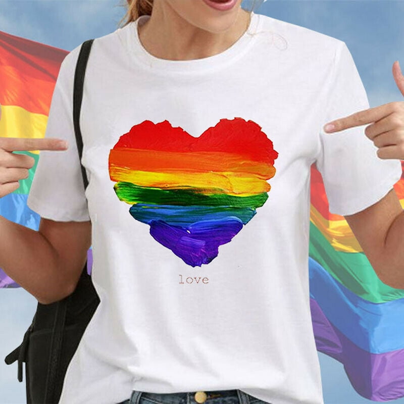 Rainbow heart t shirt gay pride lgbt flag nhs for men women