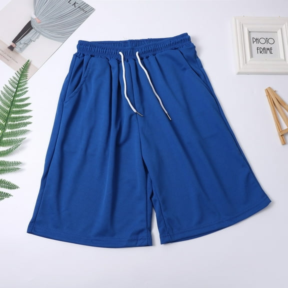 Bramtres Clearance Sale Mens Shorts,Mens Shorts Casual,Summer Fashion Trend Casual Comfortable Solid Mesh Men'S Shorts,Workout Shorts,Mens Pants Blue L