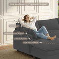 thumbnail image 3 of 110'' U Shaped Sofa and Couches with Washable Cover, Noelse 3 Seater Cloud Couches with 2 Ottomans, Modular Sectional Corduroy Sofa with Deep Seat for Living Room Bedroom, Gray, 3 of 11