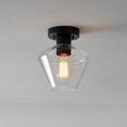 thumbnail image 2 of 1-Light Matte Black Semi-Flush Mount Ceiling Light with Clear Glass Shade and Diamond Knurl Texture on Socket, 2 of 8