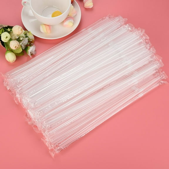 Ke1Clo 100PCS Clear Straws Individually Wrapped, 8.27" Flexible Plastic Straws Disposable Bendy Straws