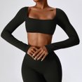 thumbnail image 1 of Tops cortos para mujer, camisetas de Yoga, Top deportivo sólido, camisetas de manga larga para correr, ropa deportiva sexi con ombligo expuesto de secado rápido para Fitness y gimnasio, 1 of 5