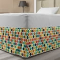 thumbnail image 1 of Colorful Bed Skirt, Pattern with Multicolored and Dotted Hexagons Retro Style Geometric Design Print, Elastic Bedskirt Dust Ruffle Wrap Around for Bedding Decor, 4 Sizes, Multicolor, by Ambesonne, 1 of 2