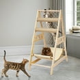 thumbnail image 2 of AIWFL Cat Hammock, Cat Furniture Cat Tower with Straching Post Climbing Web and Danging Sisal Ball, Solid Wood Indoor Cat Tree, 2 of 5