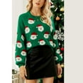 thumbnail image 5 of Women's Casual Fashion Loose Pullover Knitted Cardigan Christmas Printed Sweater for Fall and Winter, Festive Design, Perfect as Christmas Sweaters for Women and Christmas Gifts,Green,Size S, 5 of 6