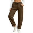 thumbnail image 2 of Barrel Sweatpants for Womens Loose Wide Leg High Waisted Sweat Pants Casual Lounge Sport Pants with Pockets Brown XL, 2 of 9