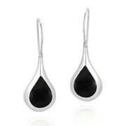Chic Teardrop w/ Black Onyx Inlay Sterling Silver Dangle Earrings