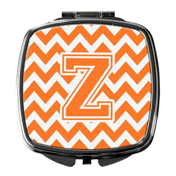 Letter Z Chevron Orange and White Compact Mirror CJ1046-ZSCM