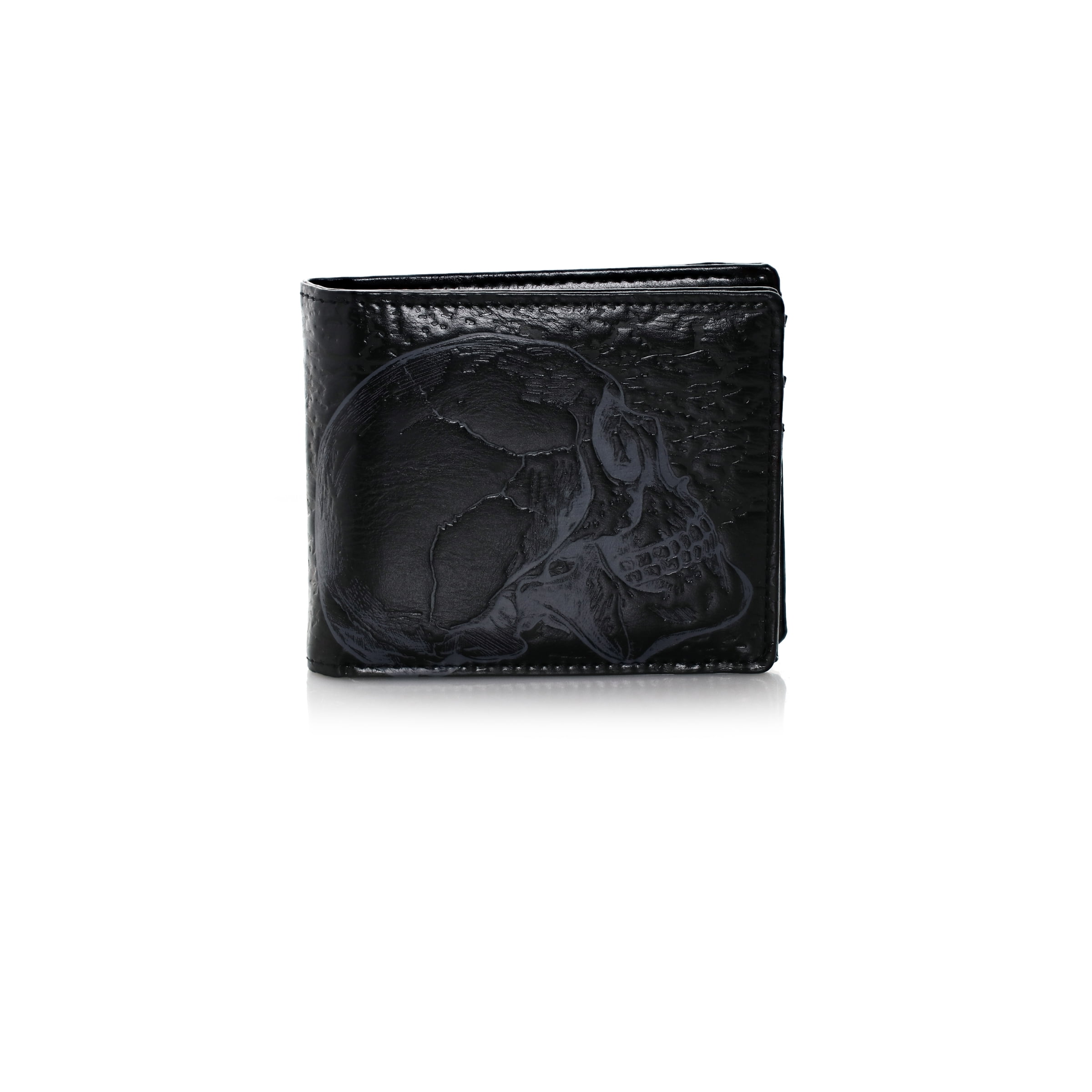 Shagwear Skull Pattern Men/'s Bi-Fold Faux Leather Wallet Black