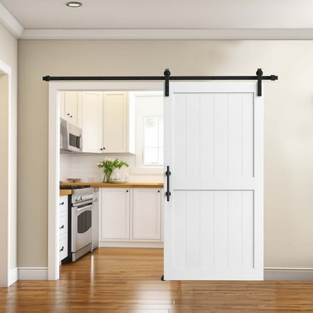 Dextrus 42"x 84" Sliding Barn Door, Single Track Sliding Barn Door with Hardware Kit and Handle for Interior & Exterior Use, White