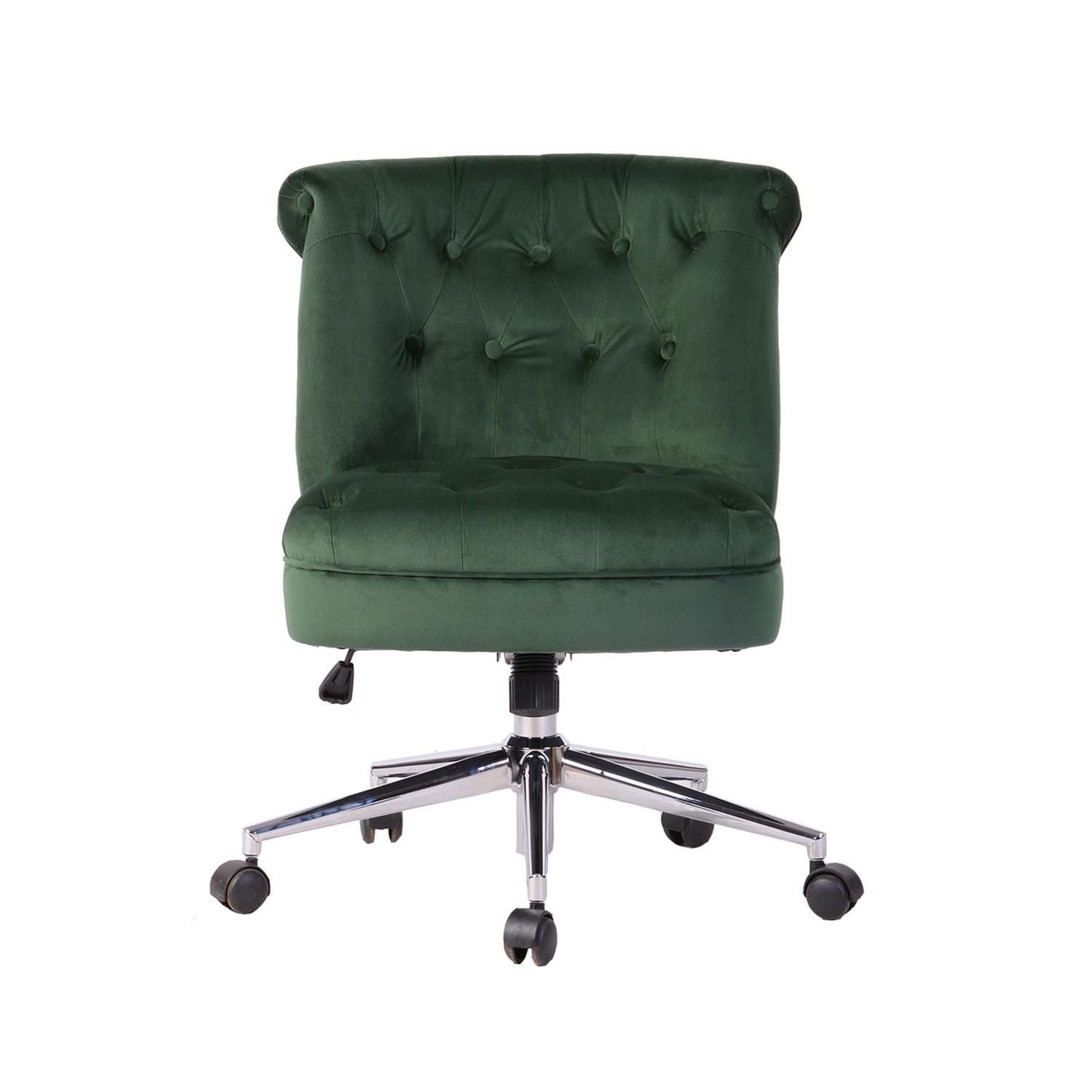 Homylin Modern Swivel Home Office Chair, Fabric Upholstered Accent Chair Tufted Vanity Chairs Adjustable Computer Desk Chair for Living Room Bedroom Study Room, Green