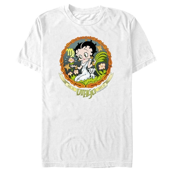 Men's Betty Boop Virgo Zodiac  Graphic Tee White Large