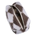 thumbnail image 5 of Portable Cosmetic Bag Travel Makeup Bag Storage Bag Plaid Pattern Terry Cloth Brown White, 5 of 6