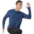 thumbnail image 3 of TOPTIE Men's Dry Fit Long Sleeve Sport T Shirts for Athletic Running, Casual Workout-Navy-XL, 3 of 7