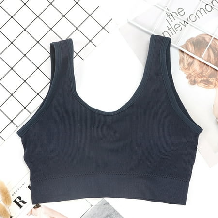 

Qcmgmg Sexy Lightly Tank Bra for Women Wireless Padded Bras Women s Comfort Sports Bralette F