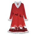 thumbnail image 5 of Women's Fashion Casual Gold Velvet Fleece Dress with Christmas Print, V-neck Long-sleeved Dress for Holiday Parties and Everyday Wear, Soft Women's Winter Dress,Red,XL, 5 of 6