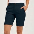 thumbnail image 5 of Bermuda Golf Shorts For Women Quick Dry Active Shorts Knee Length High Waisted Elastic Short Pant Baggy Relaxed Fit Lounge Breathable Sweat-Pant - (Mid-Thigh Length Style), 5 of 8