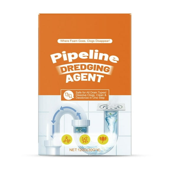 Powerful Pipeline Dredging Powder, Sink Drain Cleaner Pipe Unblocking, Drain Clog Remover Agent, Unclogging Cleaner Quick Cleaning Toilet Tool for Kitchen Bathroom Toilet
