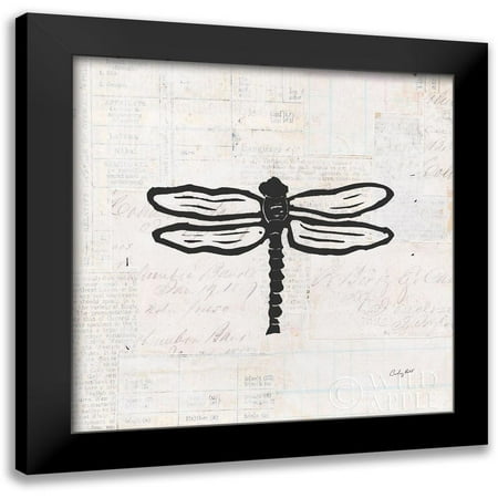 Prahl, Courtney 12x12 Black Modern Framed Museum Art Print Titled - Dragonfly Stamp BW