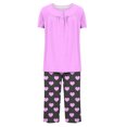 thumbnail image 4 of yievot Womens Capri Pajama Sets Short Sleeve Top and Capri Pant Set Soft Sleepwear Printed 2 Piece Lounge Sets, 4 of 7
